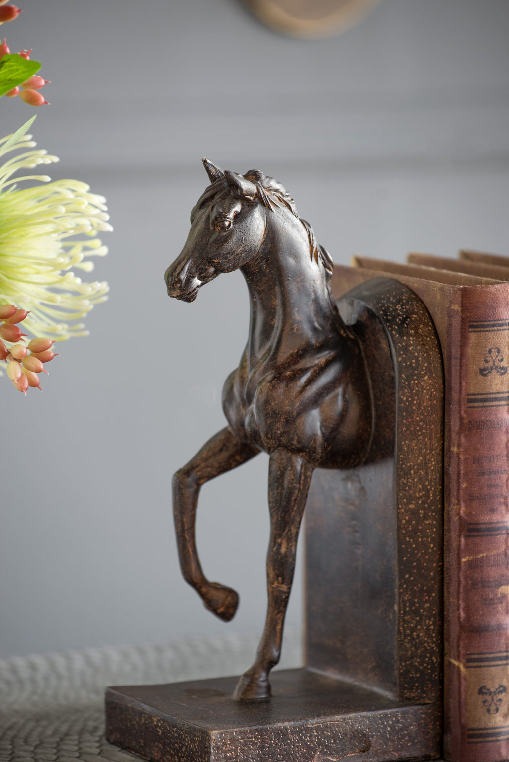 Trotting Horse Bookends Set of 2 with Classic Design - Brown