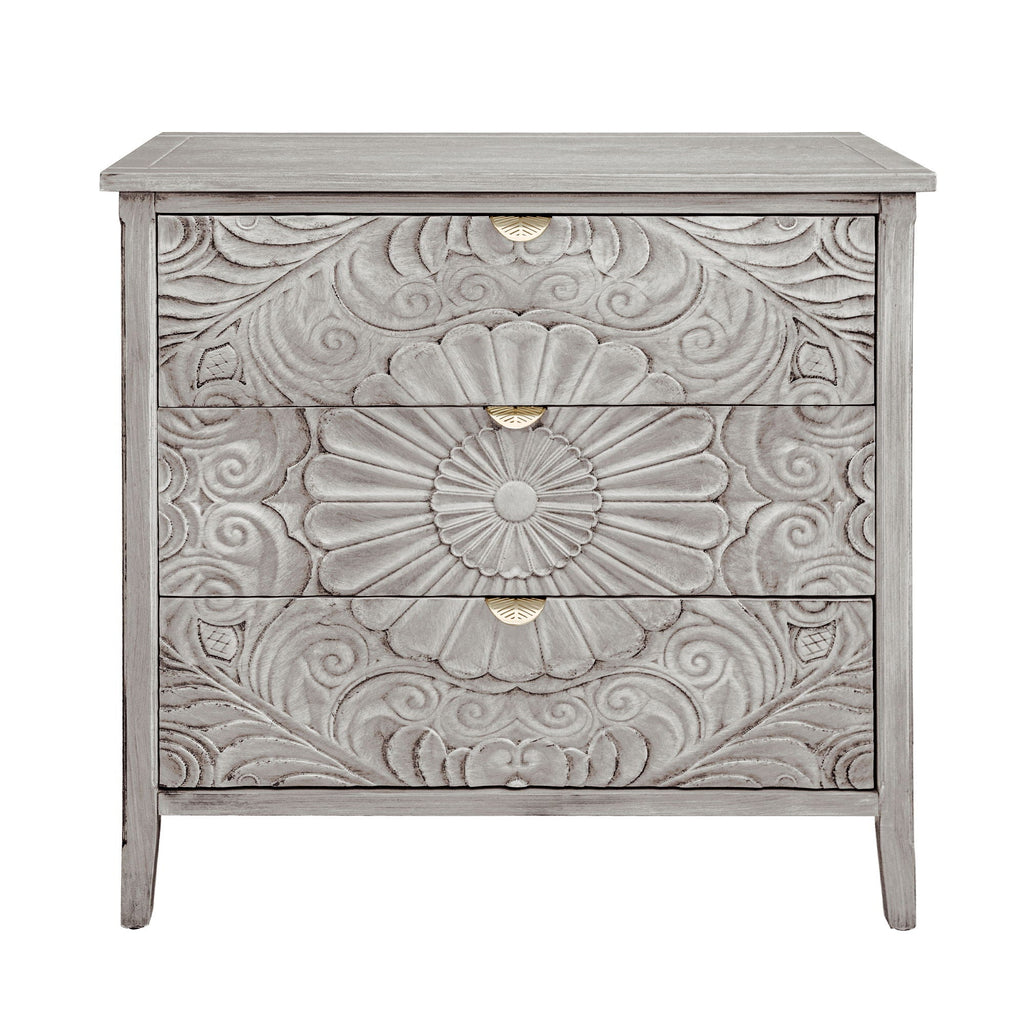 3 Drawer Cabinet, American Furniture, Suitable For Bedroom, Living Room - Light Gray