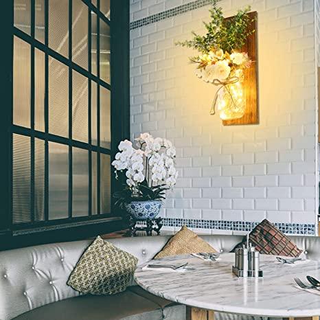 Jar Hydrangea Sconces with Fairy Lights Set of Two
