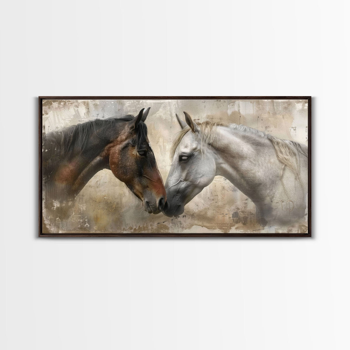 Spotted and Dark Horses, Framed Canvas. Choose size, and frame, before ordering.