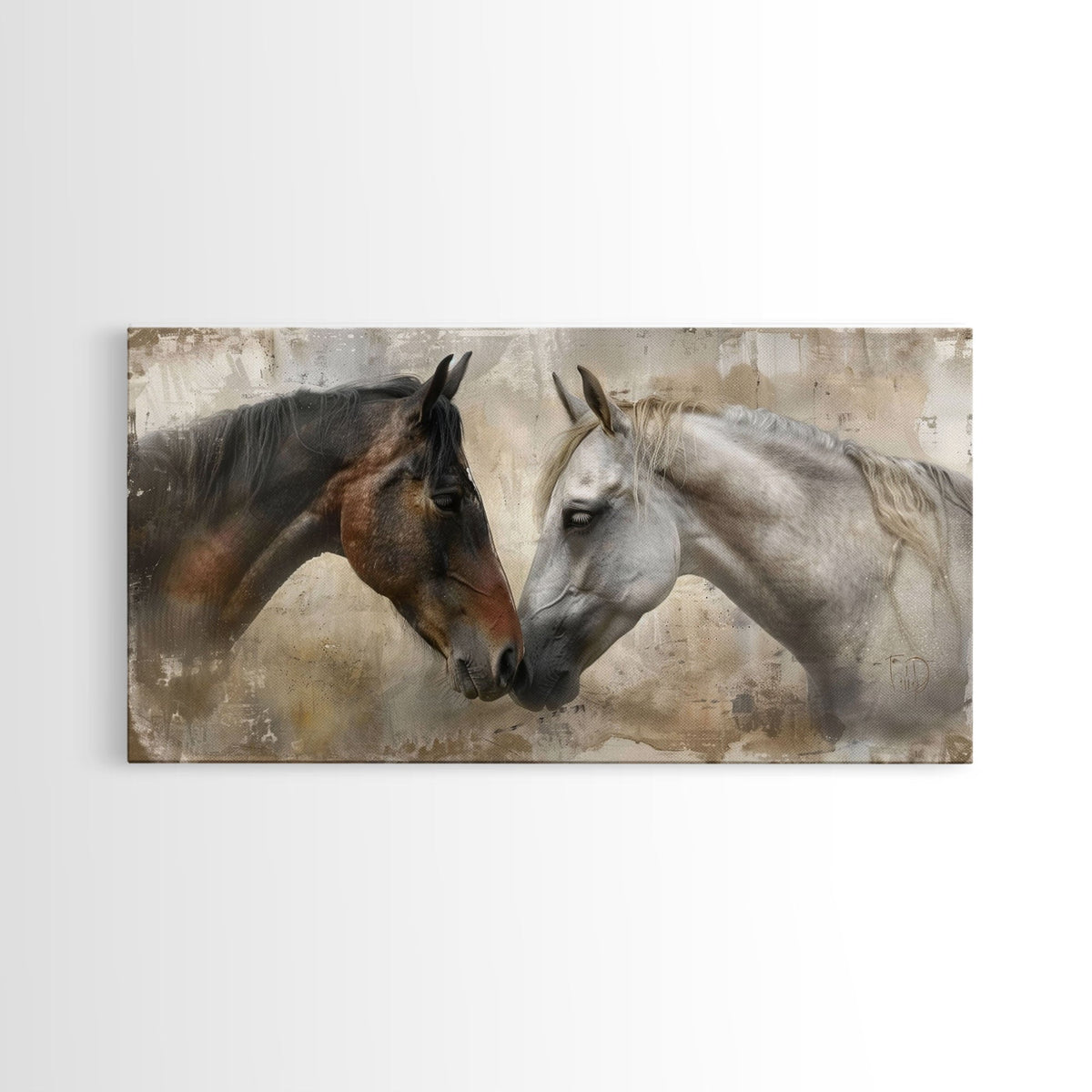 Spotted and Dark Horses, Framed Canvas. Choose size, and frame, before ordering.
