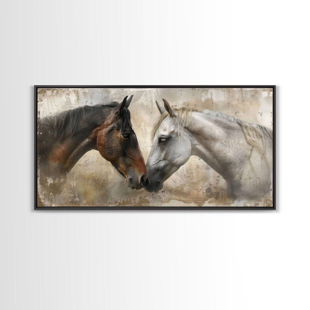 Spotted and Dark Horses, Framed Canvas. Choose size, and frame, before ordering.