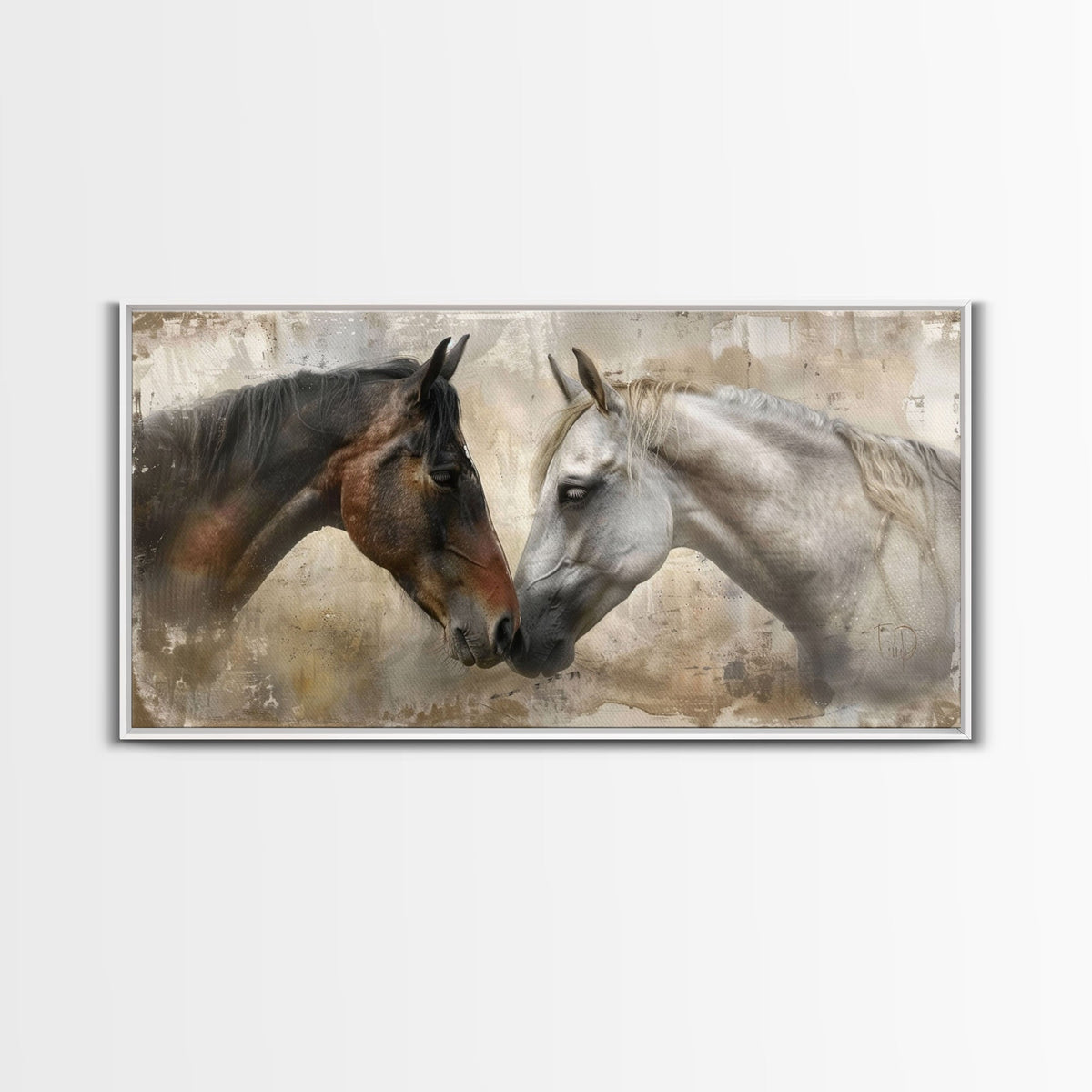 Spotted and Dark Horses, Framed Canvas. Choose size, and frame, before ordering.