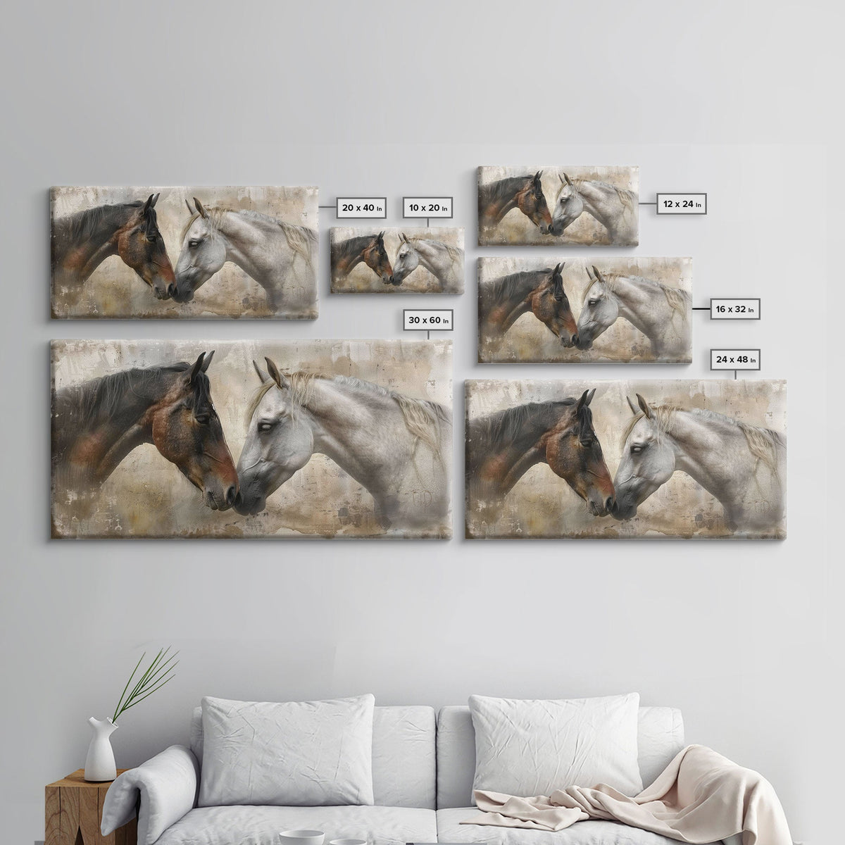 Spotted and Dark Horses, Framed Canvas. Choose size, and frame, before ordering.