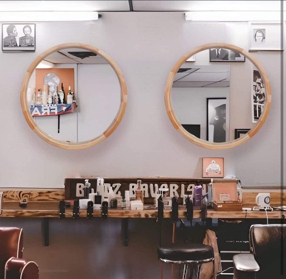 Open Box CONGUILIAO Round Wood Mirror