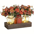 3pcs Mason Jar Centerpiece Table Decor with Wood Tray and Led Light