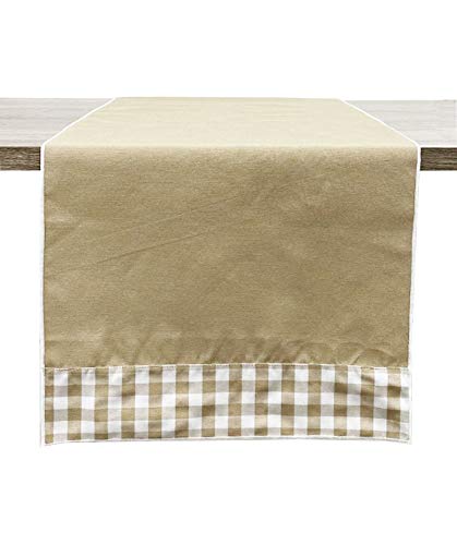 Fennco Styles Handmade Reversible Checkered Border Design Table Runner - Check Table Cover for Home, Dining Table, Banquet and Special Occasion