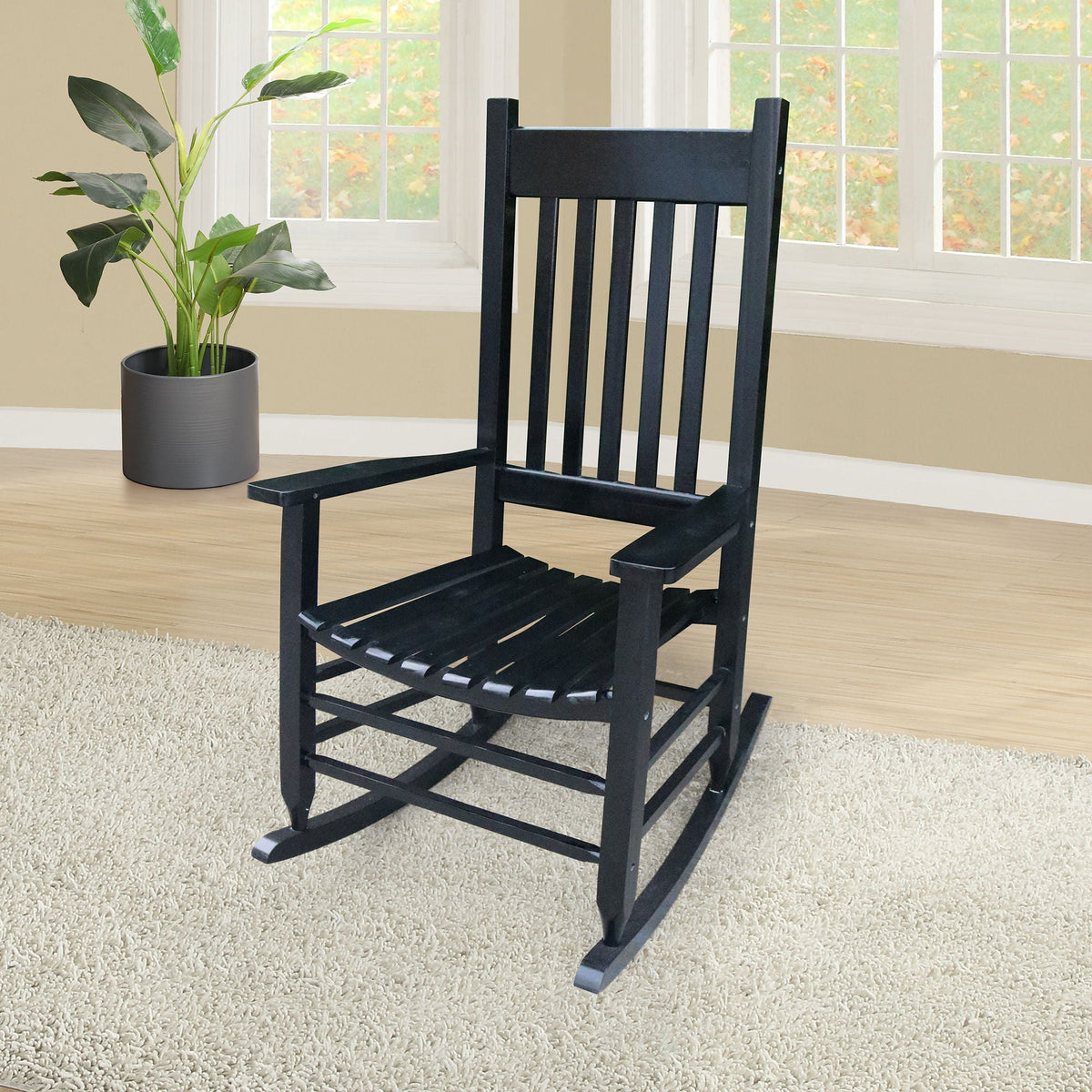 Classic Wooden Porch Rocker Chair Populus Wood Comfortable Design