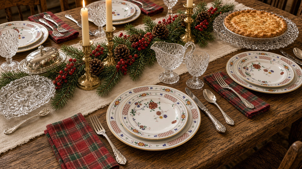 3pc Setting Vintage Porcelain Plates Trio, Dinner Set by Noritake Ireland.