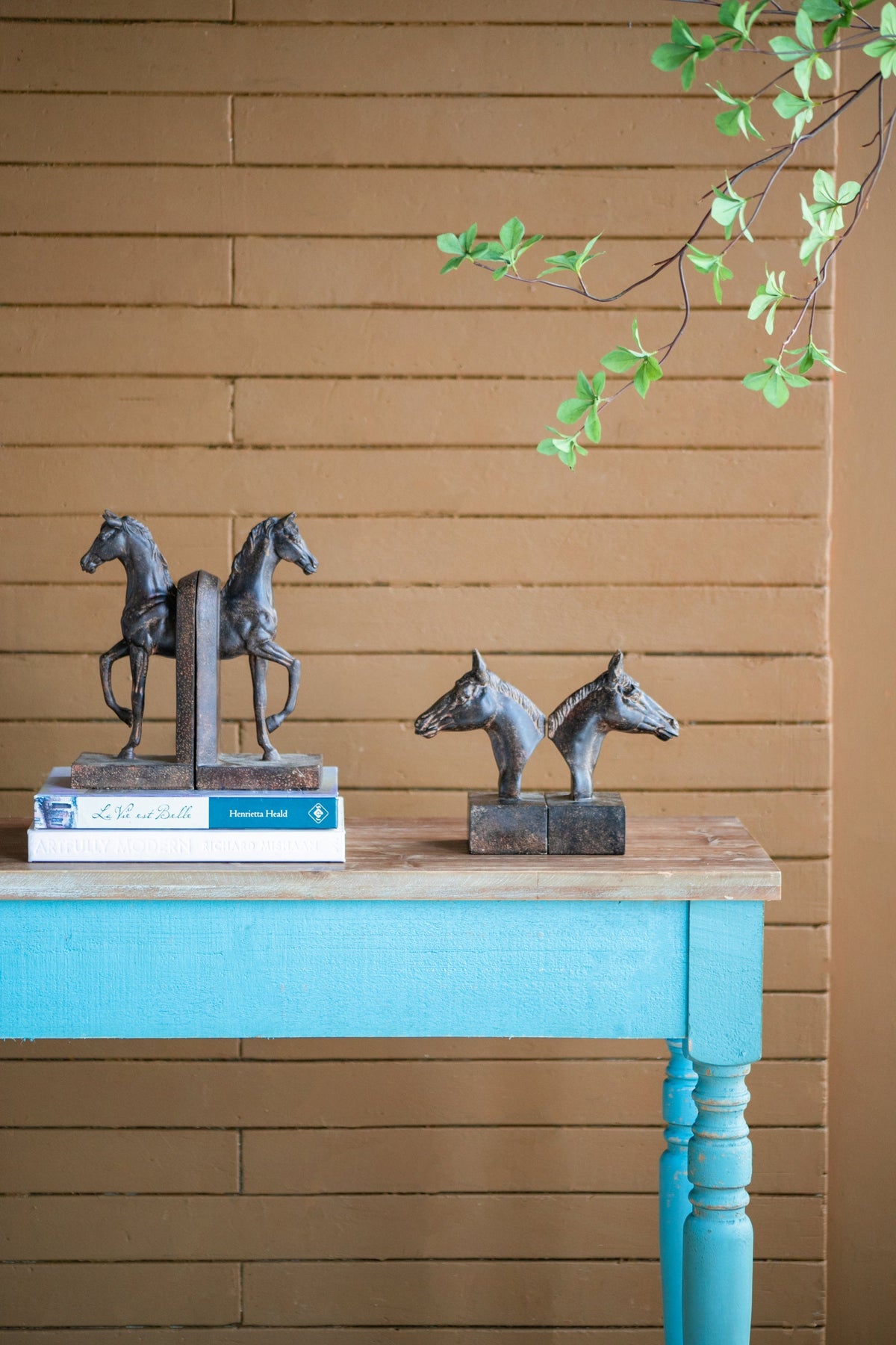 Trotting Horse Bookends Set of 2 with Classic Design - Brown