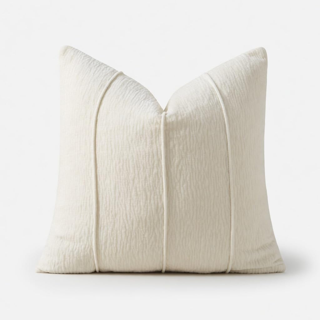 Fennco Styles Beige Chenille Lumbar Throw Pillow with Insert 12" X 20" 1-Pack