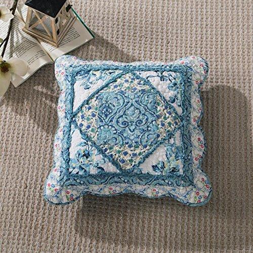 Tache Cotton Patchwork White Blue Floral Scalloped Petal Dance Cushion Covers