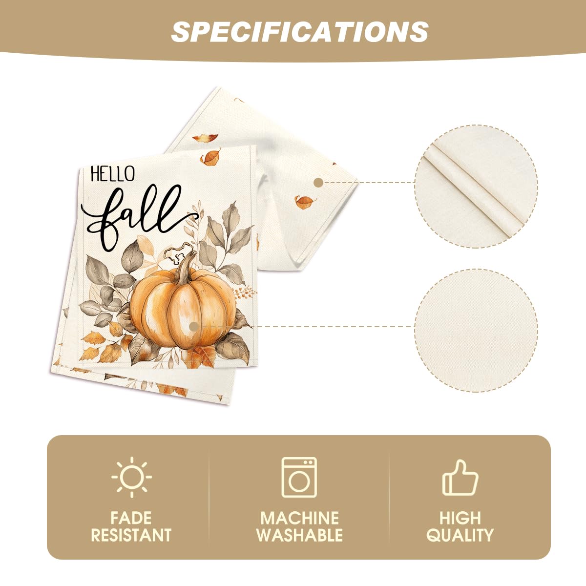 Artoid Mode Pumpkins Eucalyptus Table Runner 13x36 Inch Beige