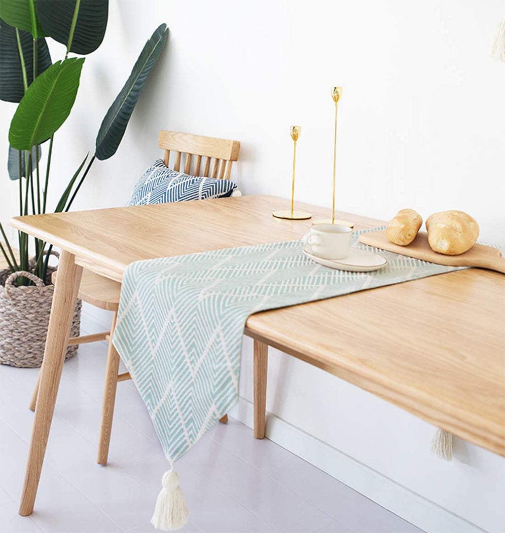 Fennco Styles Contemporary Chevron Tassel Cotton Blend 14 x 71 Inch Table Runner