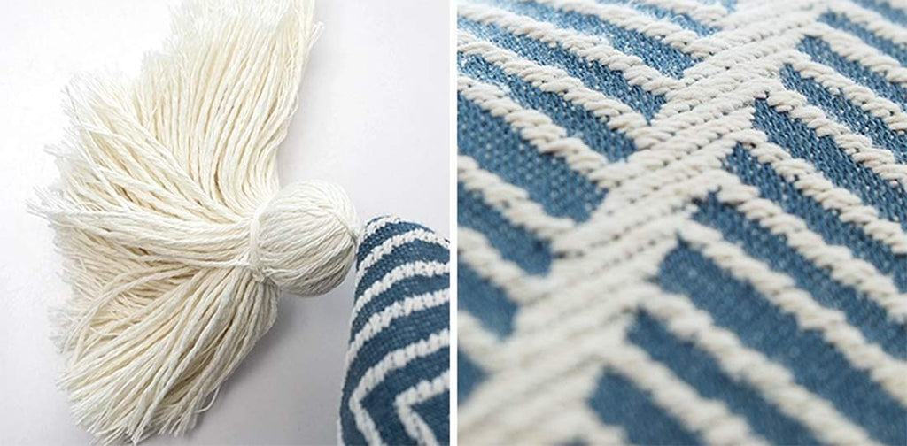 Fennco Styles Contemporary Chevron Tassel Cotton Blend 14 x 71 Inch Table Runner