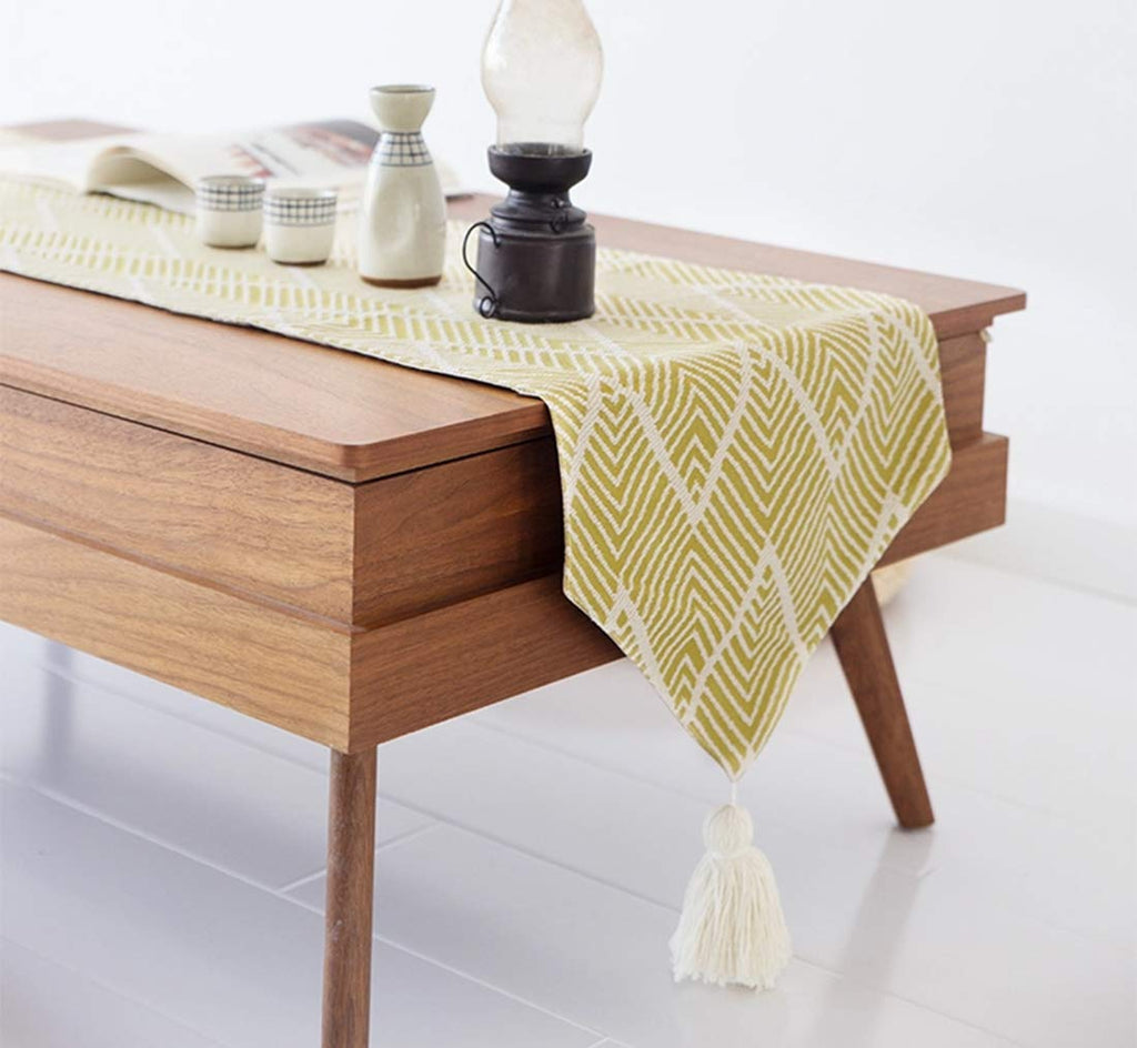 Fennco Styles Contemporary Chevron Tassel Cotton Blend 14 x 71 Inch Table Runner