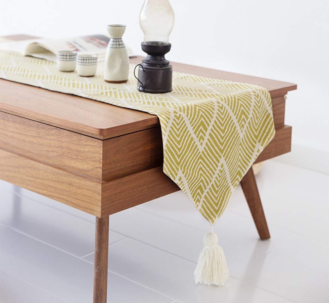 Fennco Styles Contemporary Chevron Tassel Cotton Blend 14 x 71 Inch Table Runner
