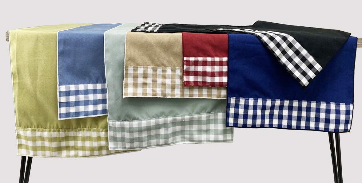 Fennco Styles Handmade Reversible Checkered Border Design Table Runner - Check Table Cover for Home, Dining Table, Banquet and Special Occasion