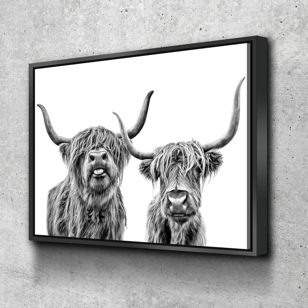 Highland Cows Canvas Wall Art, Scottish Highlanders, Rustic Wall Decor