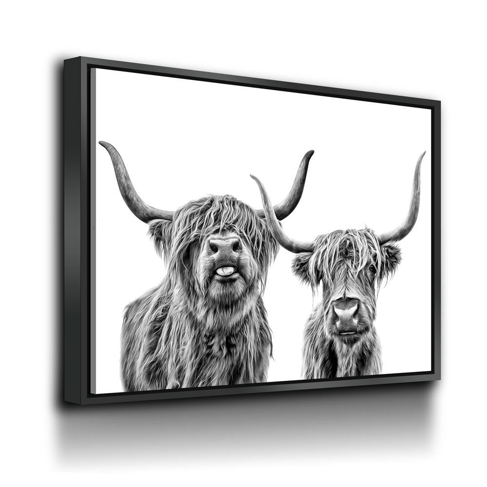 Highland Cows Canvas Wall Art, Scottish Highlanders, Rustic Wall Decor