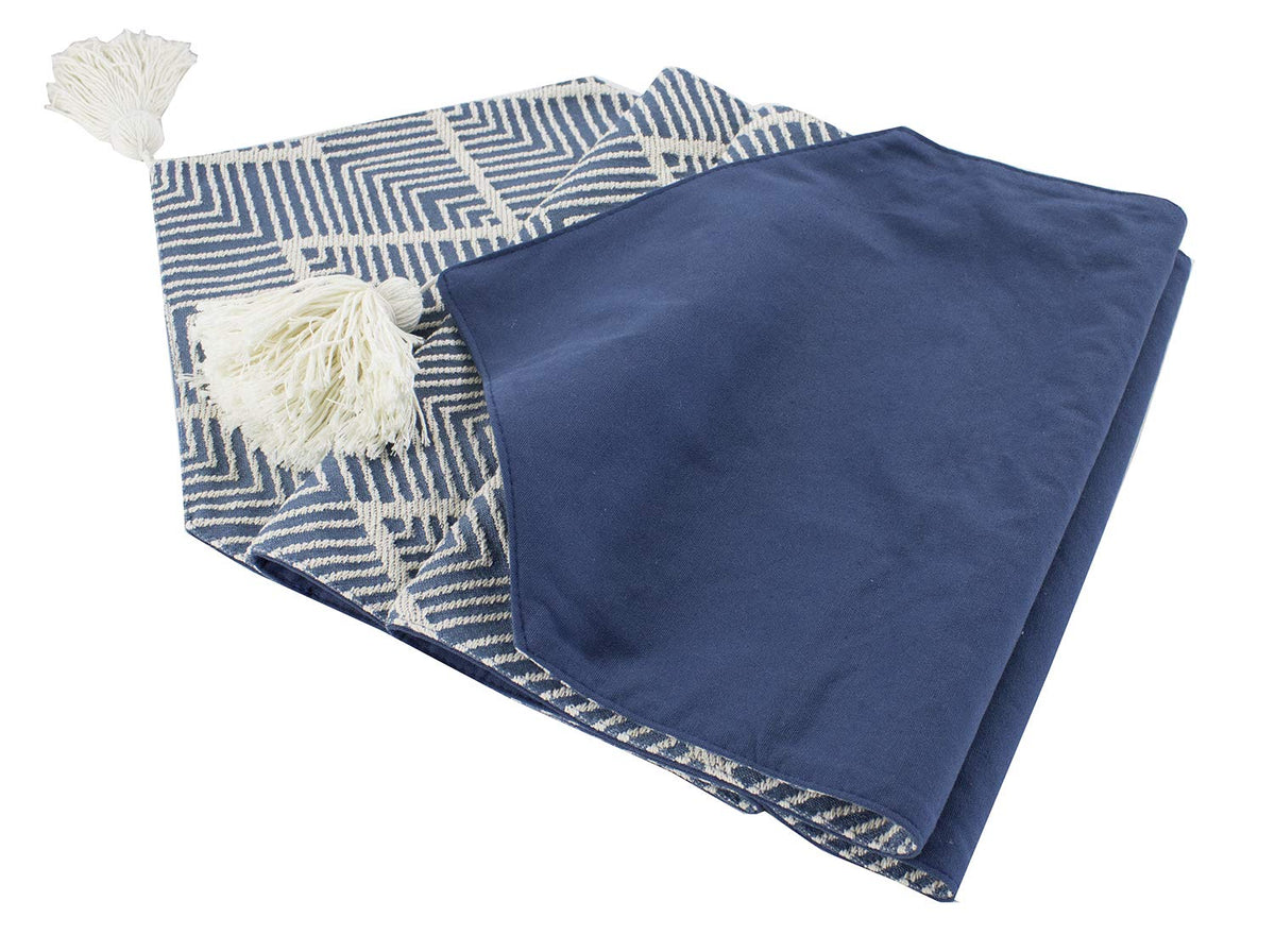 Fennco Styles Contemporary Chevron Tassel Cotton Blend 14 x 71 Inch Table Runner