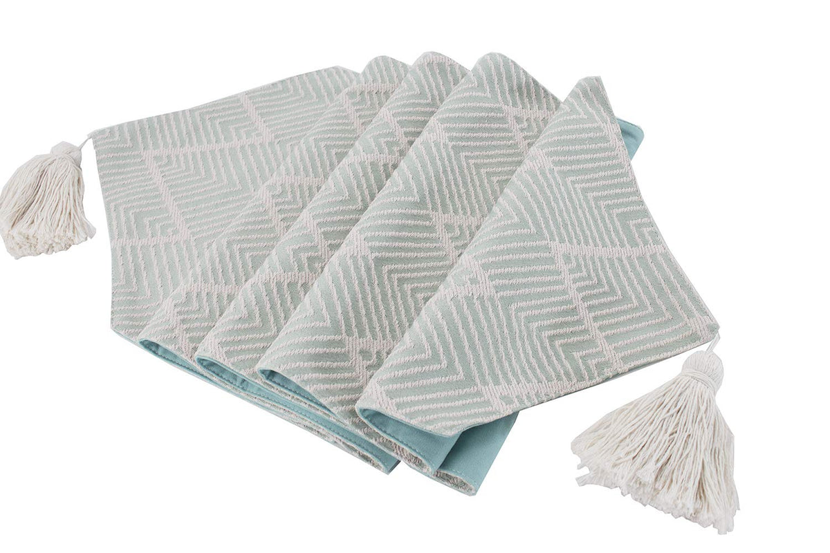 Fennco Styles Contemporary Chevron Tassel Cotton Blend 14 x 71 Inch Table Runner