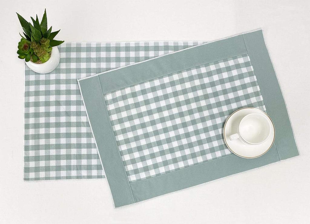 Fennco Styles Handmade Reversible Checkered Border Design Table Runner - Check Table Cover for Home, Dining Table, Banquet and Special Occasion