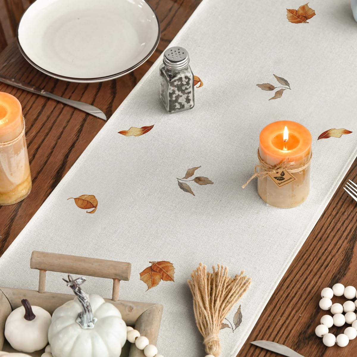 Artoid Mode Pumpkins Eucalyptus Table Runner 13x36 Inch Beige