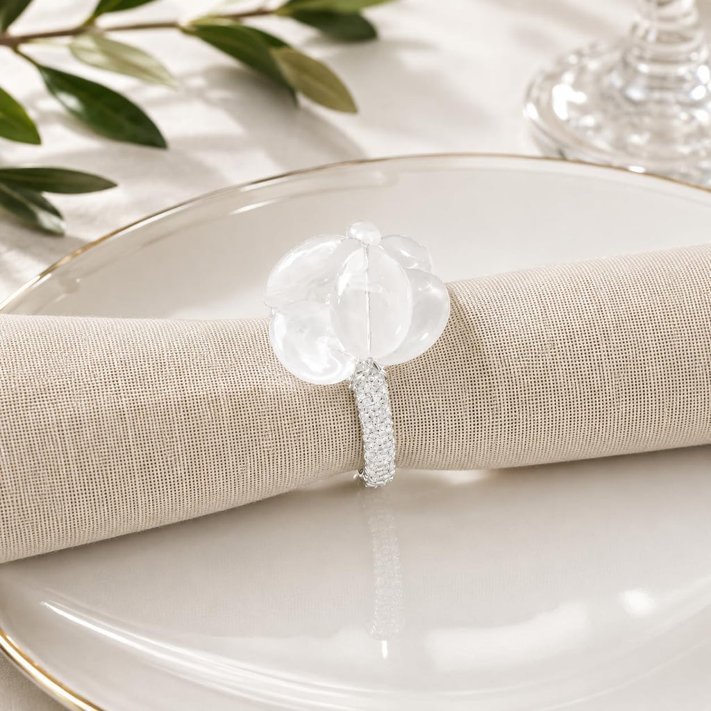 Fennco Styles Brown Gemstone Beaded Napkin Rings, Set of 4 - Handmade Decorative Napkin Holders