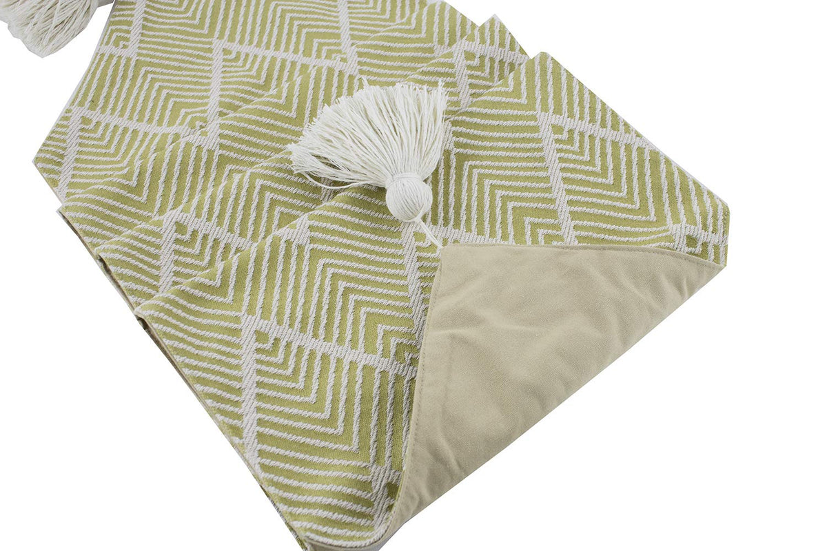 Fennco Styles Contemporary Chevron Tassel Cotton Blend 14 x 71 Inch Table Runner