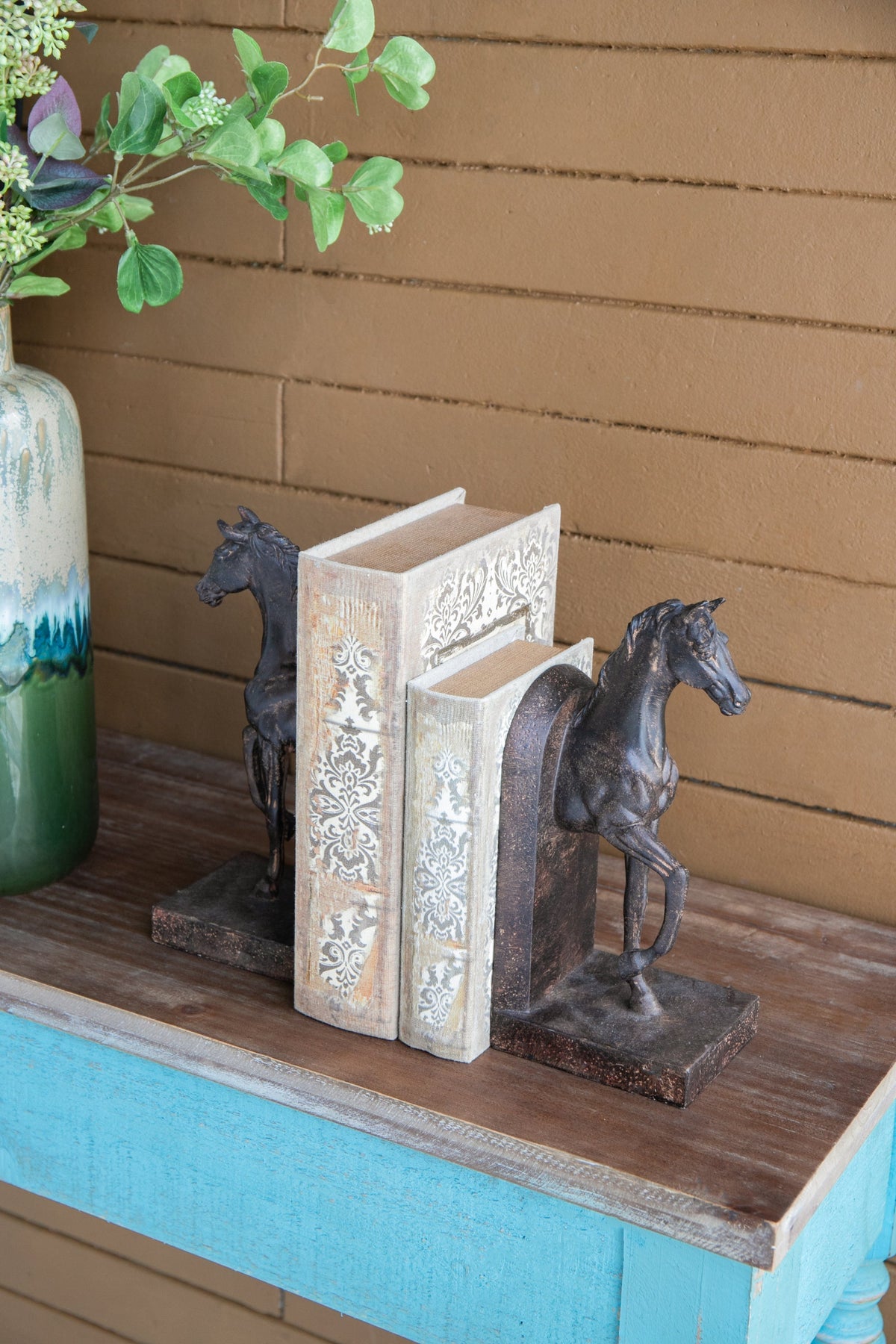 Trotting Horse Bookends Set of 2 with Classic Design - Brown