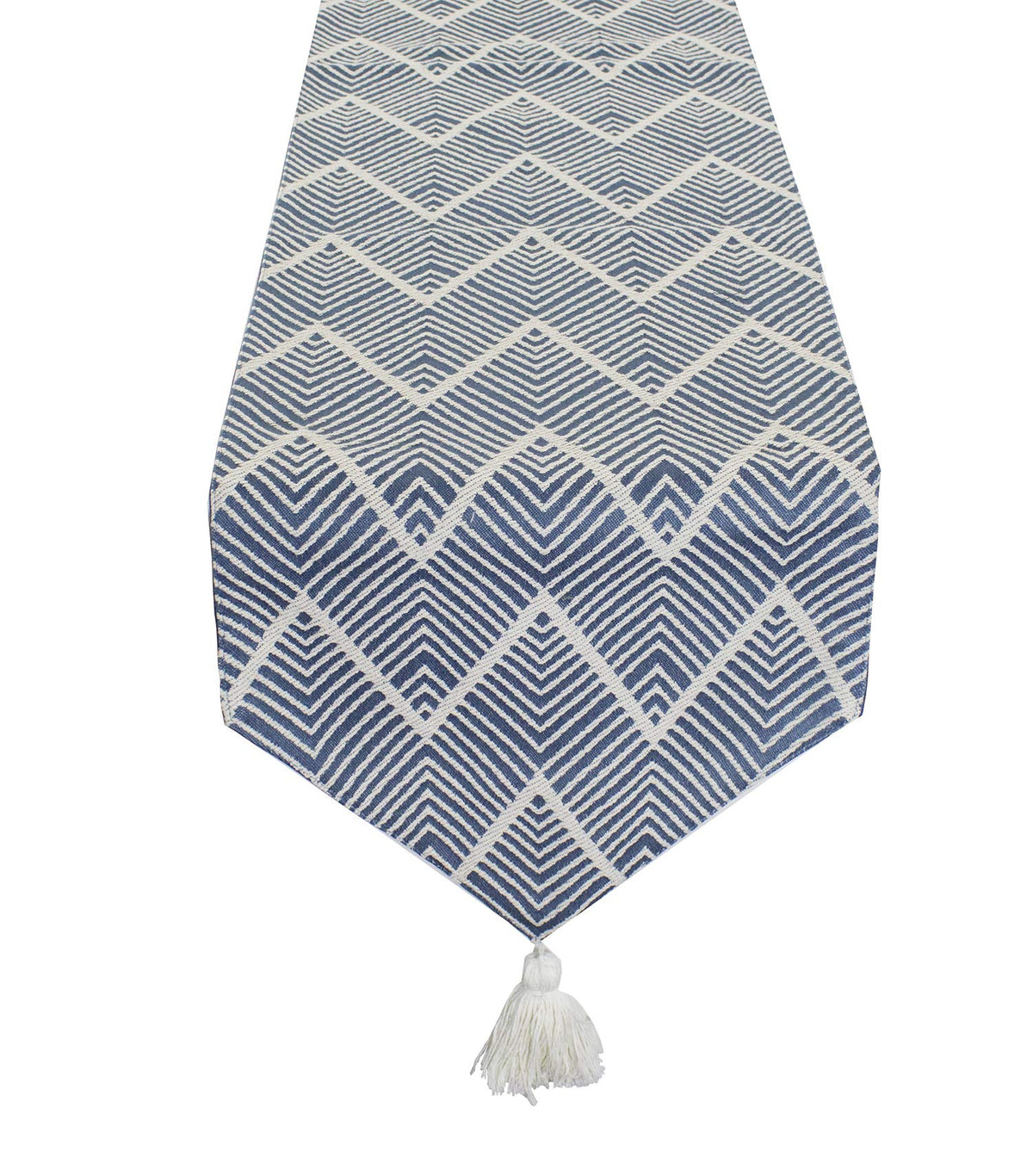 Fennco Styles Contemporary Chevron Tassel Cotton Blend 14 x 71 Inch Table Runner