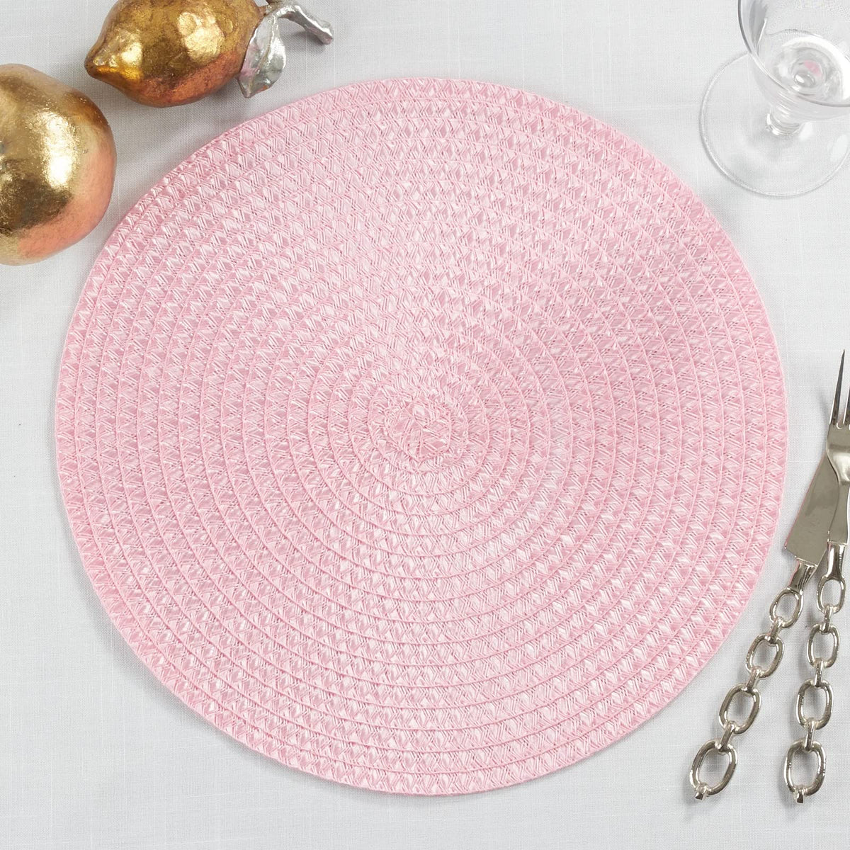 Fennco Styles Modern Everyday Textured Placemats 15 Inches Round, Set of 4 – Black Woven Table Mats for Home, Dining Room Décor, Banquets, Indoor & Outdoor and Special Events