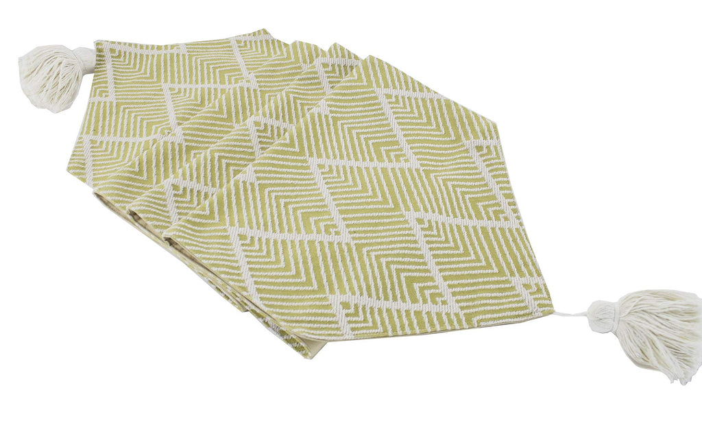 Fennco Styles Contemporary Chevron Tassel Cotton Blend 14 x 71 Inch Table Runner