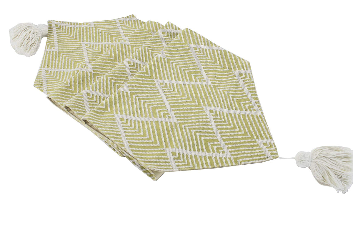 Fennco Styles Contemporary Chevron Tassel Cotton Blend 14 x 71 Inch Table Runner