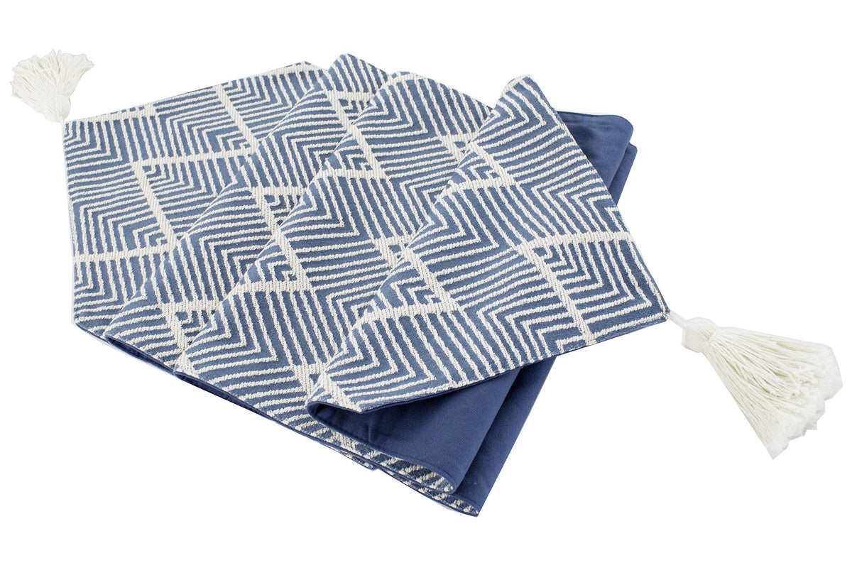Fennco Styles Contemporary Chevron Tassel Cotton Blend 14 x 71 Inch Table Runner