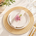 Fennco Styles Pink Beaded Flower Napkin Rings Set of 4, Handmade Floral Napkin Holders