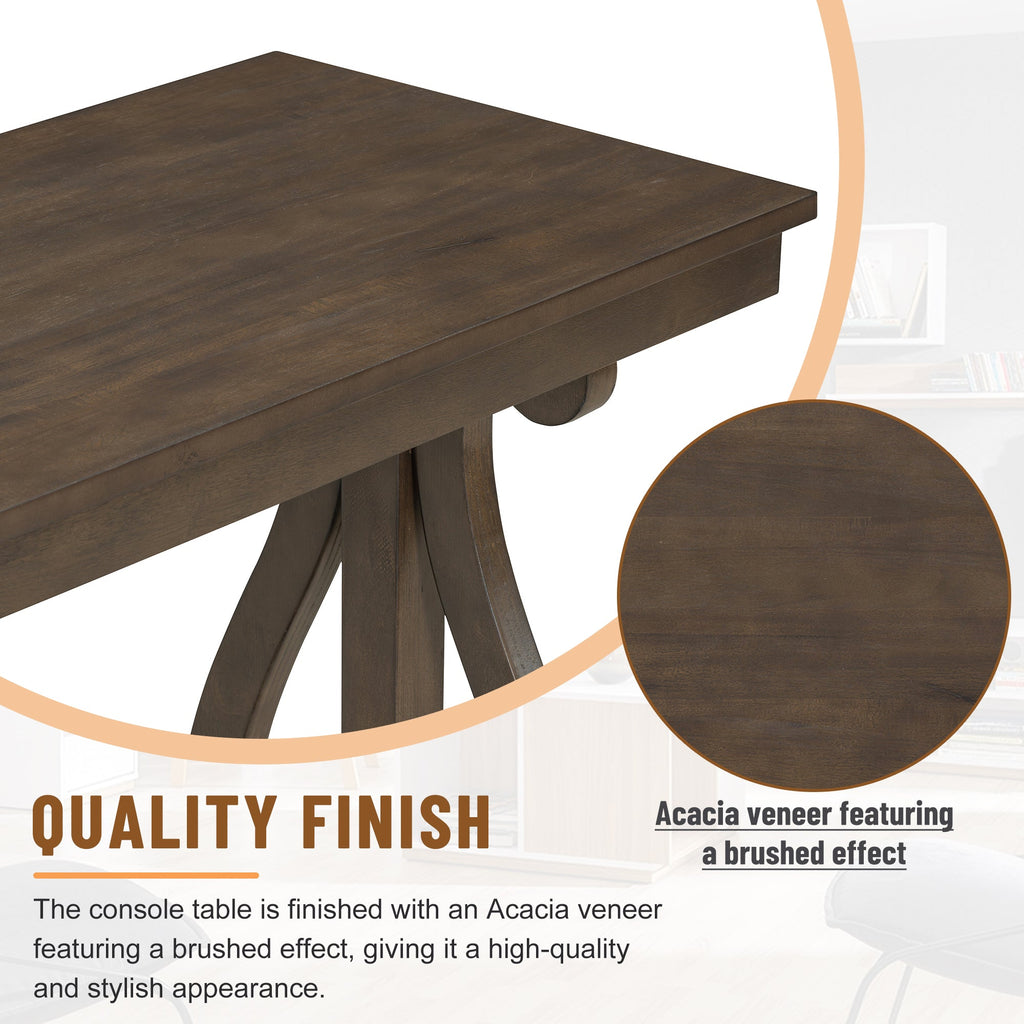 48-Inch Rustic Vintage Farmhouse Style Entryway Table with Open Shelf (Walnut)