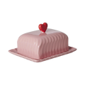 Ceramic Butter Dish with Red Heart – Pink