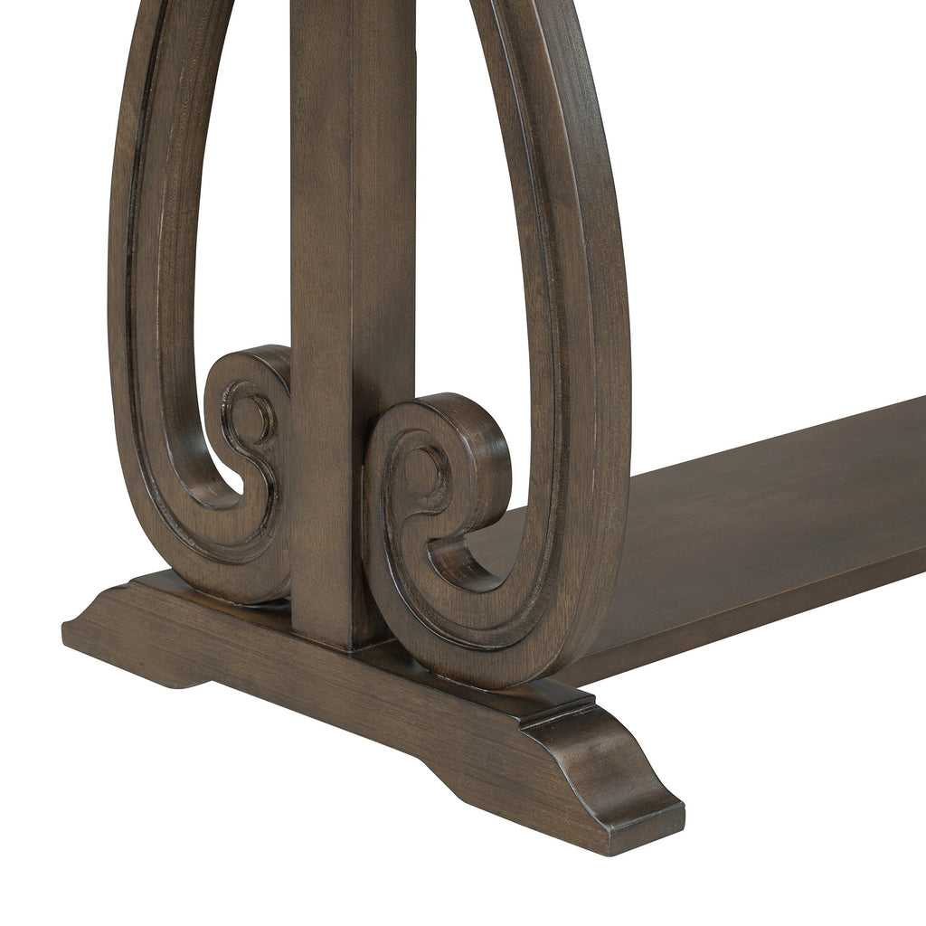 48-Inch Rustic Vintage Farmhouse Style Entryway Table with Open Shelf (Walnut)