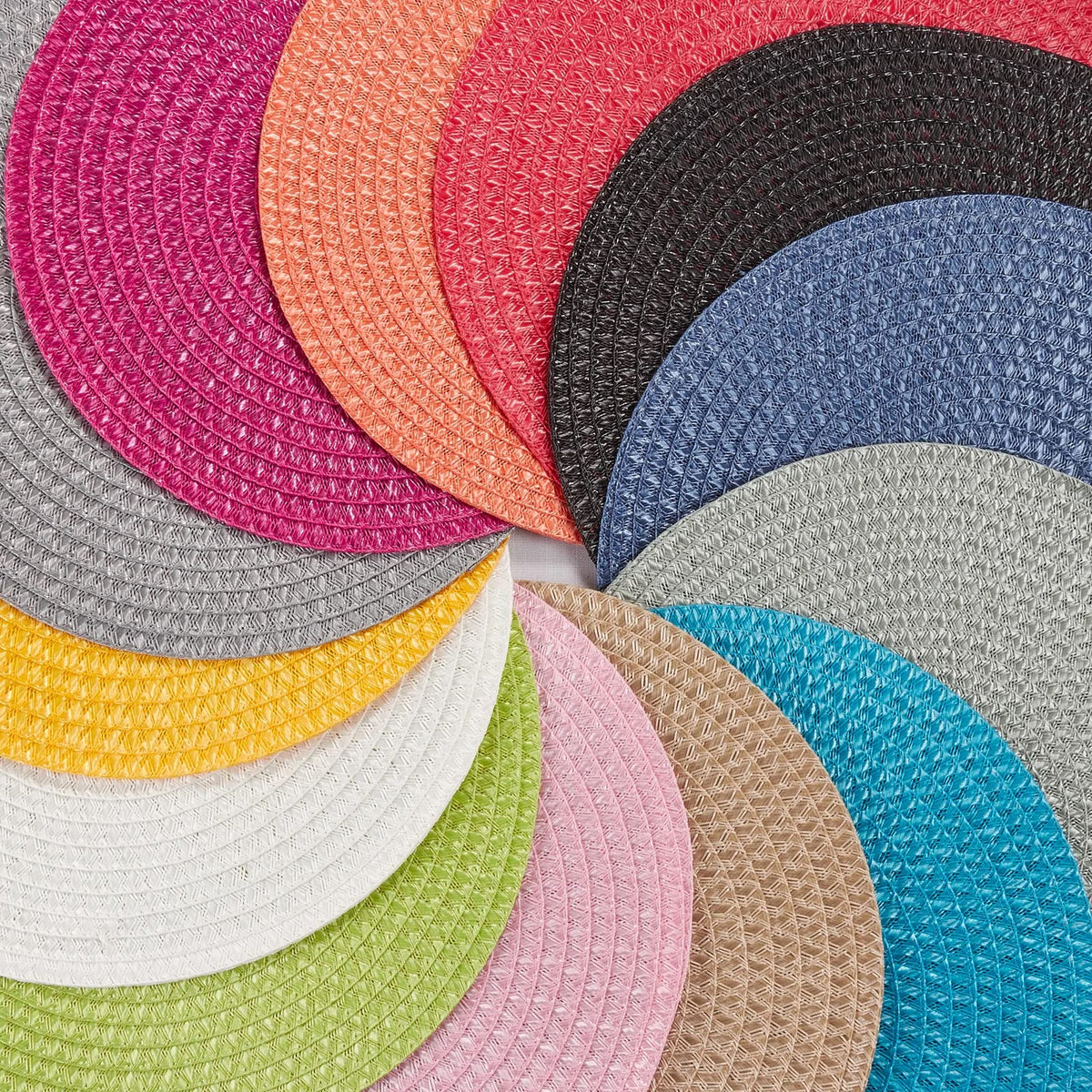 Fennco Styles Modern Everyday Textured Placemats 15 Inches Round, Set of 4 – Black Woven Table Mats for Home, Dining Room Décor, Banquets, Indoor & Outdoor and Special Events