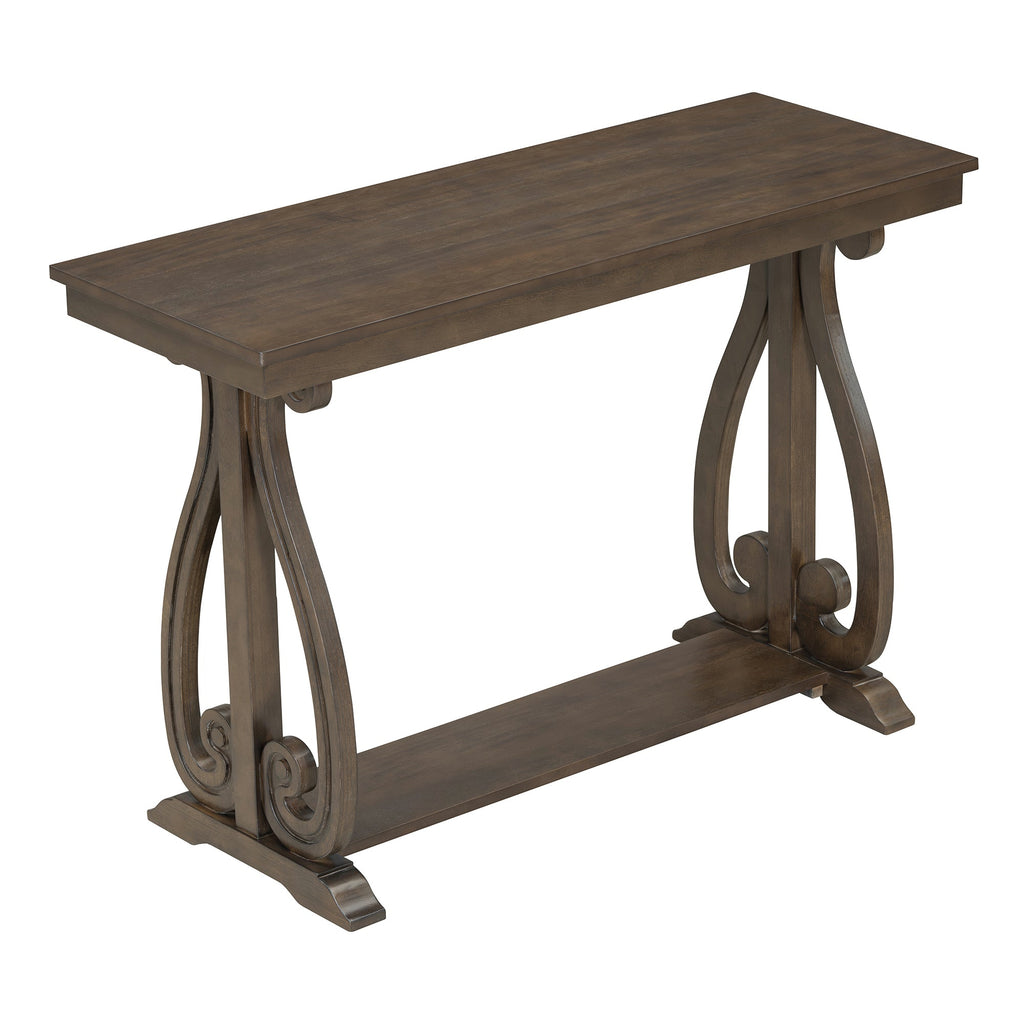 48-Inch Rustic Vintage Farmhouse Style Entryway Table with Open Shelf (Walnut)