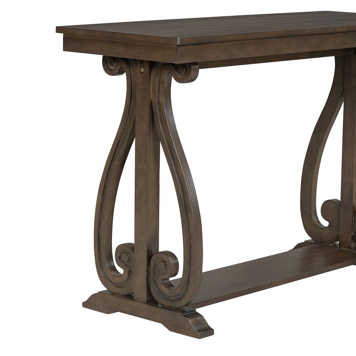 48-Inch Rustic Vintage Farmhouse Style Entryway Table with Open Shelf (Walnut)