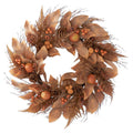 30" Brown & Orange Fern and Magnolia Wreath – Fall Decor