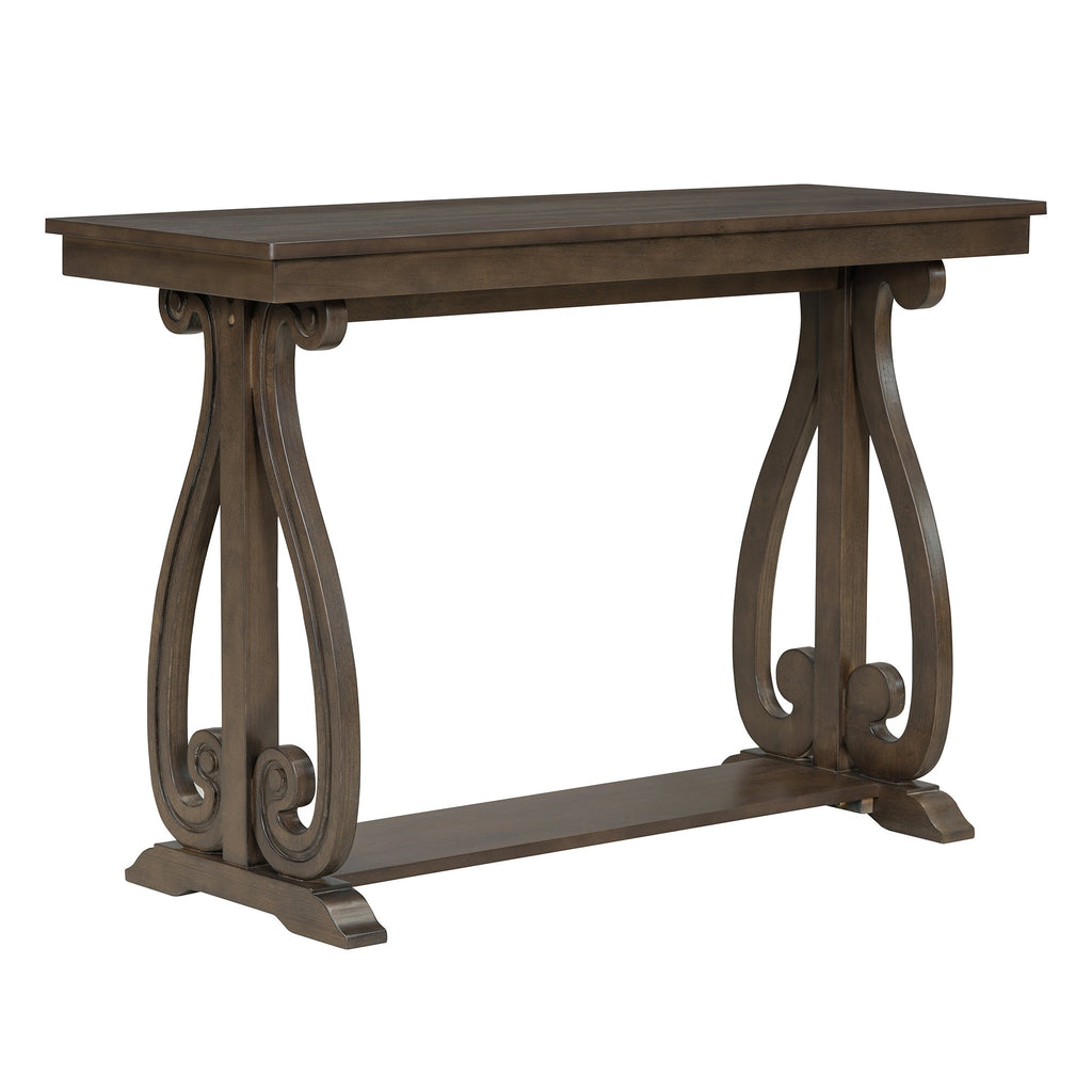 48-Inch Rustic Vintage Farmhouse Style Entryway Table with Open Shelf (Walnut)