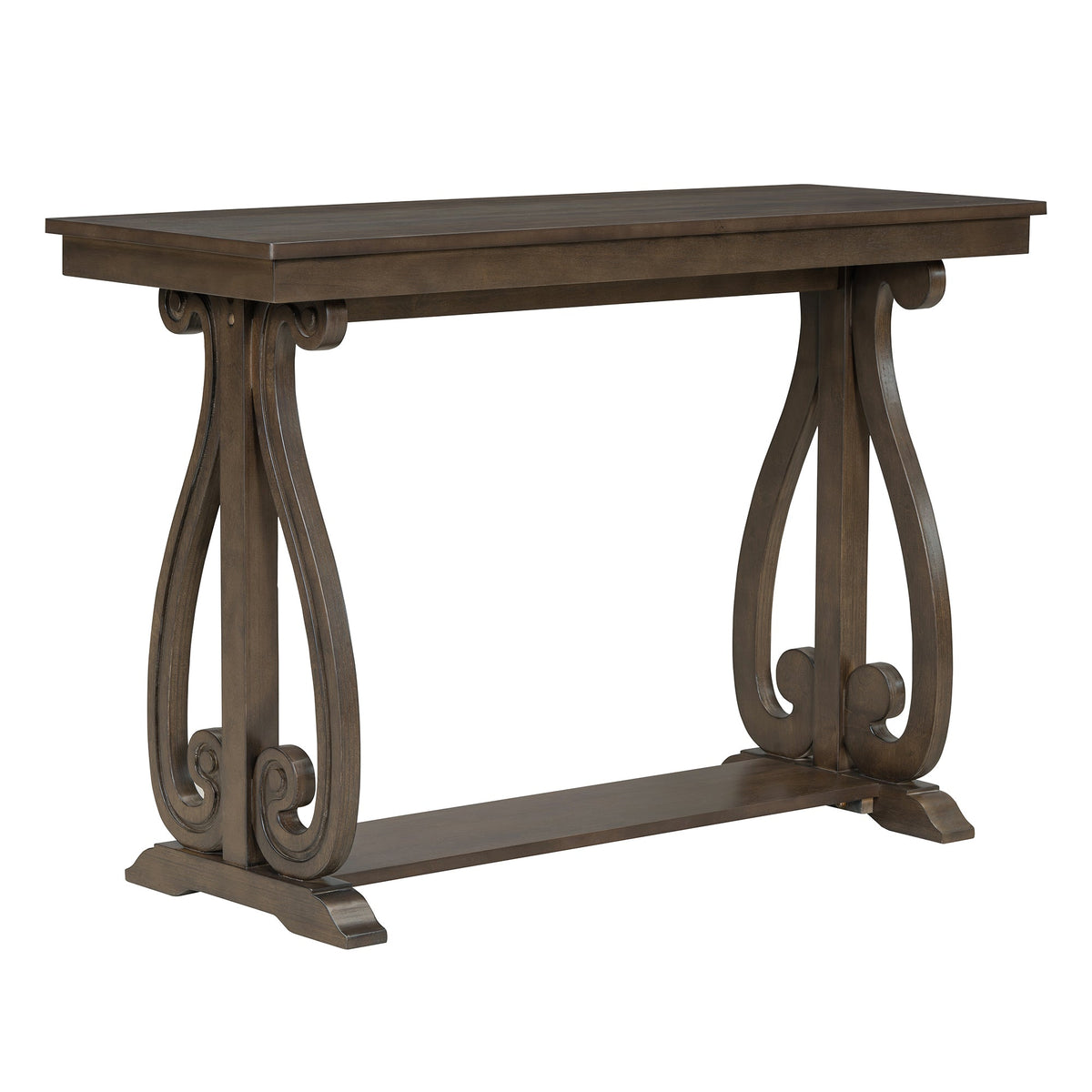 48-Inch Rustic Vintage Farmhouse Style Entryway Table with Open Shelf (Walnut)