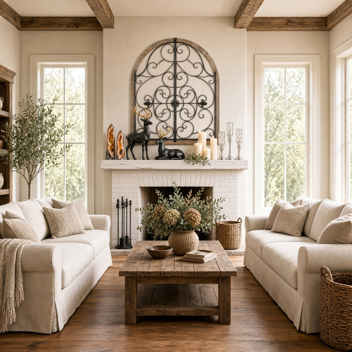 Arched Wood and Iron Wall Decor