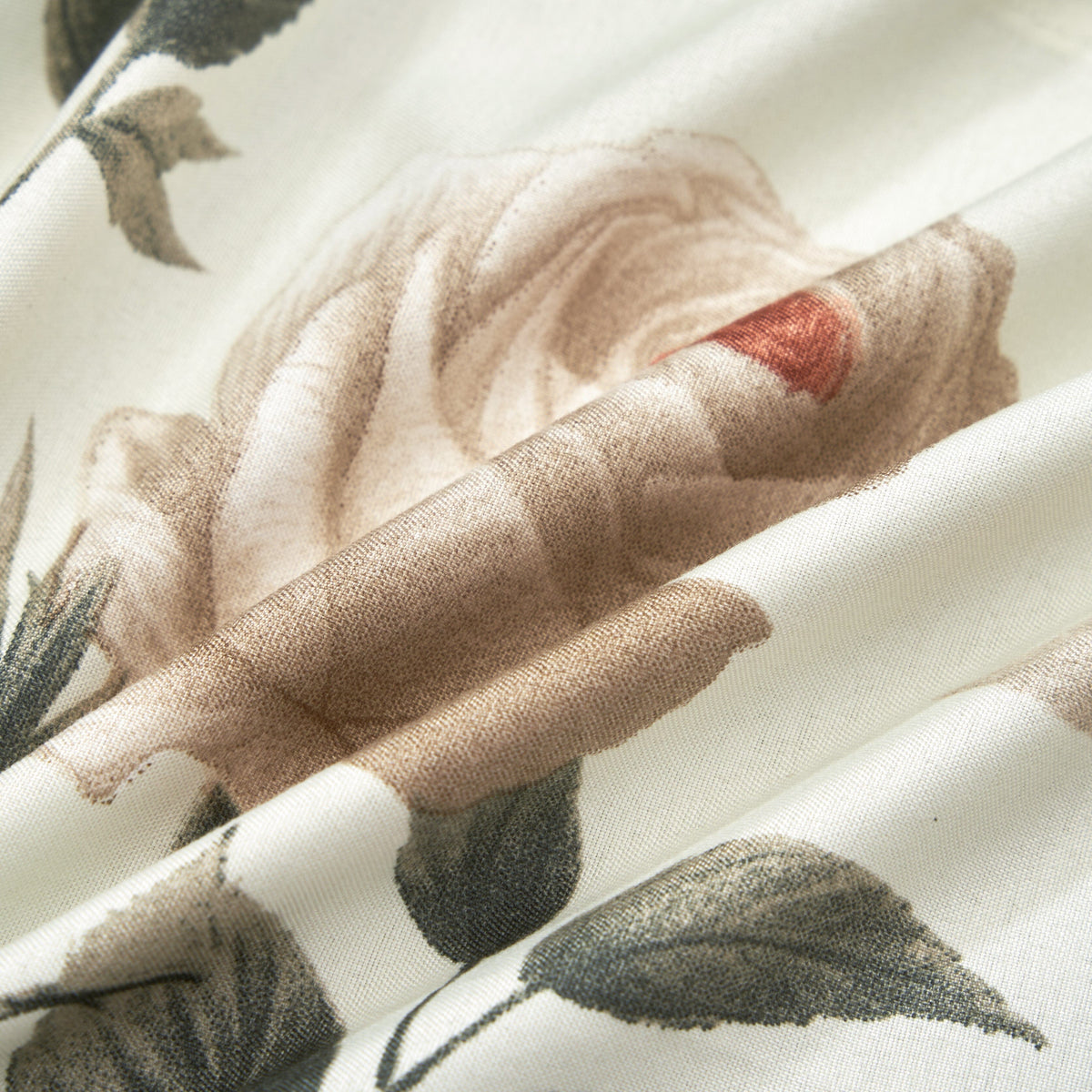 DaDa Bedding Collection Enchanted Meadow Semi-Sheer Valance - Floral Elegance in Beige, Rose, and Soft Green, Light Filtering See Through Microfiber, Rod Pocket Design, 18x52 Inches