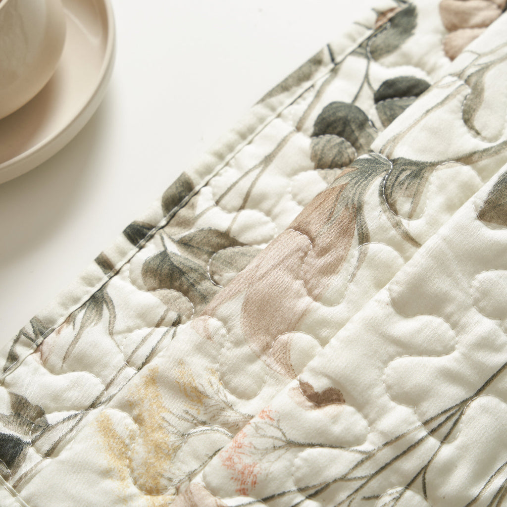 DaDalogy Enchanted Meadow Placemats - Set of 4, Floral Elegance in Beige, Rose, and Soft Green, Premium Soft Microfiber, Perfect for Any Meal, 13x19 Inches