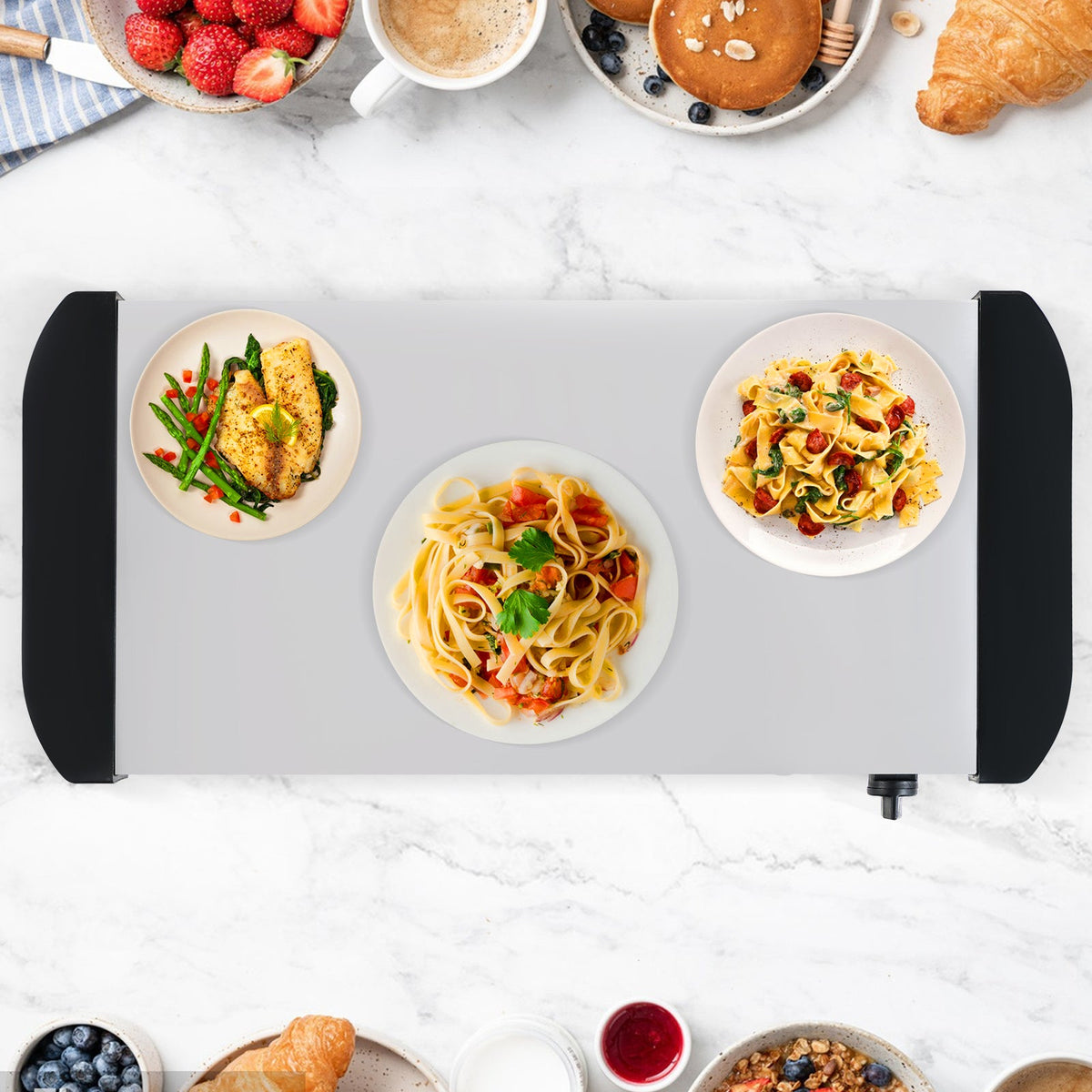 Electric Buffet Server Food Warmer with 3 Removable Trays
